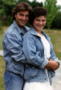 Nick Berry Actor with young fan Julie Hunt - August 1989