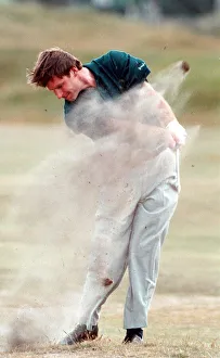 Dust Prints: Nick Faldo on his final practice round before the start of the British Open Golf