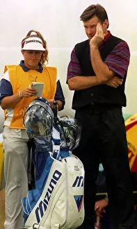 Caddie Prints: Nick Faldo ponders during The British Open with his caddie Fanny Sunnesson