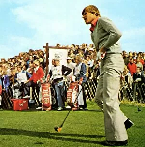 00013 Collection: Nick Faldo tees off for the European Ryder Cup team. 1977 Ryder Cup Golf