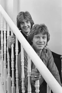Musicians Prints: Nick Lowe dark shirt) and Dave Edmunds (in lighter shirt) pictured together in 1979