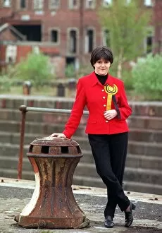Images Dated 22nd April 1997: Nicola Sturgeon - SNP candidate for Govan April 1997 dry dock by a capstan