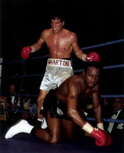 Nigel Benn Boxer middleweight champion of the world during his fight with Henry Wharton