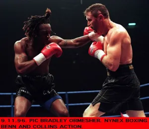 Nigel Benn Boxer punches Steve Collins Boxer during their WBO World Super Middleweight