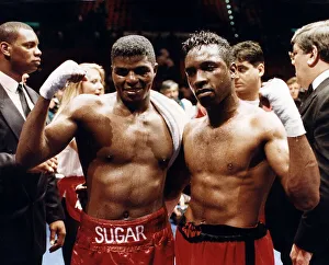 Nigel Benn Boxing with Sugar Boy Malinger in ring