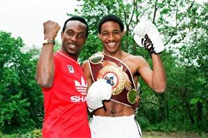 Nigel Benn left with footballer Paul Ince of Manchester United