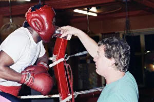 Refreshments Prints: Nigel Benn training in the gym ahead of his next fight with American Greg Taylor