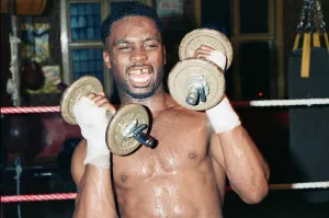 Nigel Benn training in the gym ahead of his next fight with American Greg Taylor