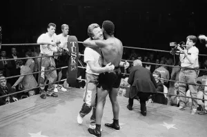 Nigel Benn vs Tim Williams at Royal Albert Hall London. Benn stopped his opponent