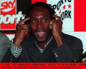 Nigel Benn before his world title clash in Manchester with Steve Collins