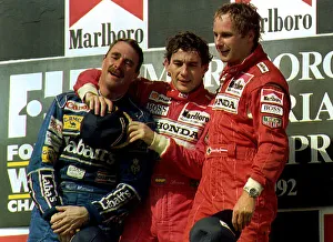 Nigel Mansell motor racing driver wins first World Drivers Championship in Hungary after