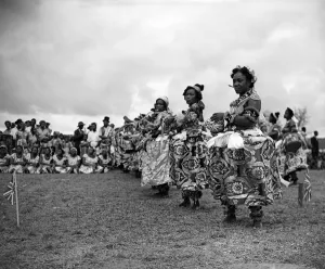 Overseas Prints: A Nigerian dancer from the Efik tribe stops at the end of a traditional dance for
