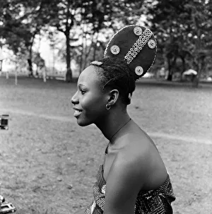 Traditional Prints: A Nigerian woman, pictured during the Royal Tour of Queen Elizabeth II