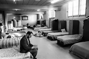 Homeless Collection: The night shelter dormitory at the Trinity Centre in Camp Hill. 8th February 1990