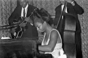 Nina Simone June 1965 Jazz singer Pictured preforming at Annies Club - on stage playing