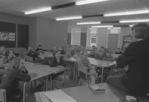 Ninety Warwick children had their first lessons in open-plan classrooms yesterday when