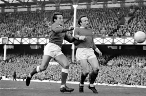 Nobby Stiles in action during the match between Manchester United and Everton