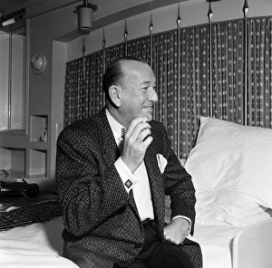 Noel Coward arrives at Southampton onboard the Queen Elizabeth. 4th June 1957