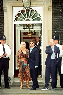 Noel Gallagher and his girlfriend Meg Matthews at 10 Downing Street for a party held by