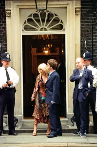 Noel Gallagher and his girlfriend Meg Matthews at 10 Downing Street for a party held by