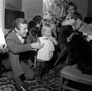 Noel Harrison with Daughter Cathryn aged 19 months January 1961 Pictured at Blue
