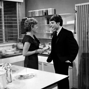 Kitchen Prints: Noele Gordon in a scene from television soap opera Crossroads Circa 1965