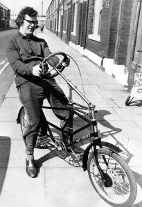 Core69 Prints: Norman Fay with his 60 year old Moller auto cycle which he has just completed renovating