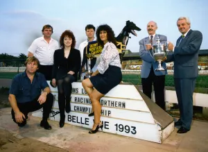 Norman Johnson receives the Demmy Racing Northern Flat Championship trophy from