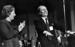 Hand Gestures Prints: Norman Tebbit with Margaret Thatcher at the Conservative Party Conference