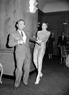 Holding Hands Prints: Norman Wisdom actor May 1956 Anita Ekberg actress at the Savoy Hotel
