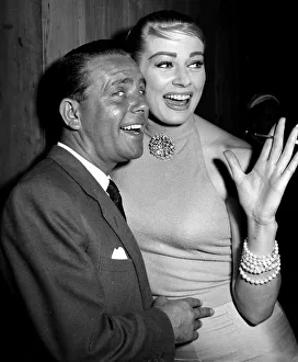 Norman Wisdom actor May 1956 Anita Ekberg actress at the Savoy Hotel