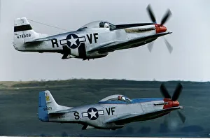 North American P51D Mustang fighters in flight at the Wroughton Air Show