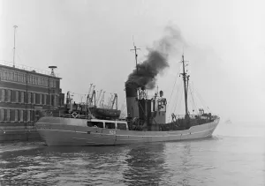 Northern Fishing Co Ltd sidewinder trawler Brutus seen here departing Sy Andrews Dock