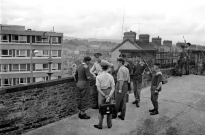 Northern Ireland August 1969. Chief of staff General Sir Geoffrey Baker seen here touring