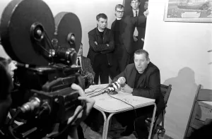 Northern Ireland August 1969. Reverend Ian Paisley gives a press conference