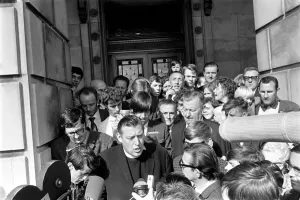 Northern Ireland August 1969. Reverend Ian Paisley seen here at Stormont