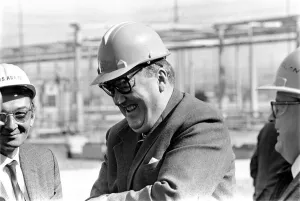 Civil War Prints: Northern Ireland Secretary Willie Whitelaw seen here during a visit to Du Pont factory in