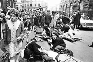 00396 Prints: Northern Premier of A Hard Days Night'. Fans line up along the streets in