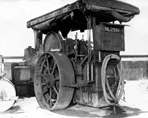 Vintage Prints: One of the Northumberland County Councils fleet of Steam Rollers on 16th February