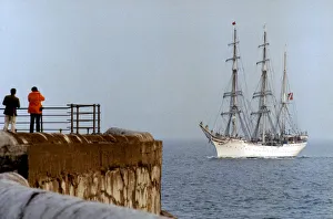 00495 Prints: Norways oldest square rigger The Statsraad Lehmkuhl seen here off the South Gare