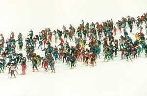 Norweigian Cross Country Skiing Championships show the pack of skiers April 1992