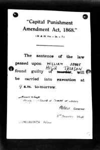 Spying Prints: A notice board for the execution of William Joyce aka Lord Haw Haw outside Wandsworth