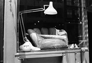 General Prints: Novelty Baseball Themed Sofa, seen in shop window of store, New York, USA, June 1984