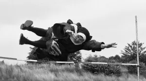 Mid Air Prints: The Nuns Olympics. The nuns high jump, an attempt by David Cannon