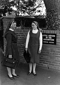 Core13 Prints: Nuns - Photo call for two short-skirted Little Sisters of the Assumption