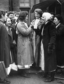 00102 Prints: Nurses of Coventry and Warwick hopsital stop for a cup of tea in the voluntary canteen in