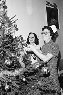 01366 Collection: Nurses decorate Christmas tree at Brotton Hospital, Middlesbrough. Circa 195