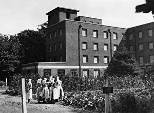 Nurses outside Queen Charlottes Hospital in Shepherds Bush