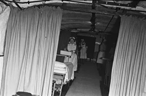 01462 Prints: Nurses prepare the First Aid Post in Dover dug into the white cliffs. 22nd February 1945