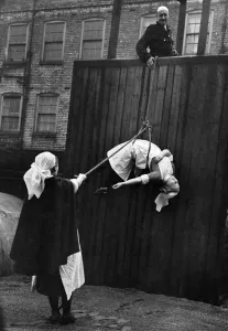 Nurses of the Westminster Hospital are learning rescue work under the direction of Mr. E